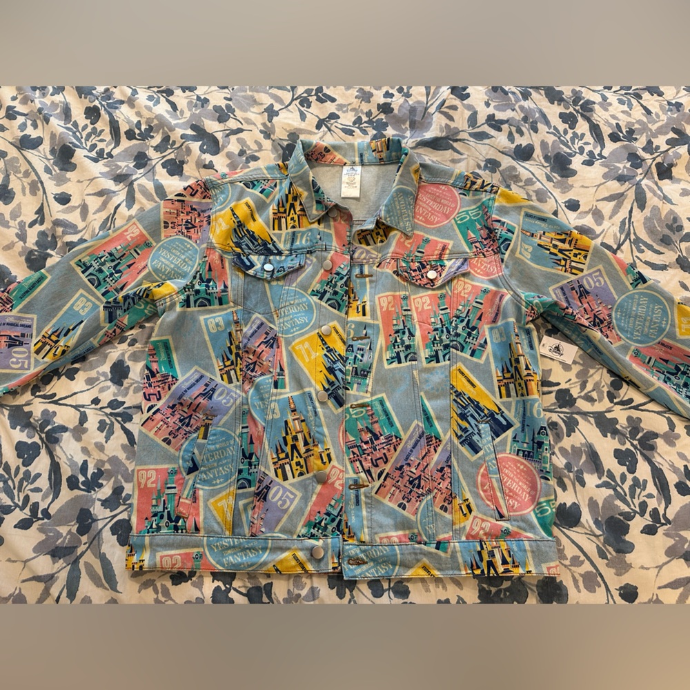 NWT Disney Castle Print Large Denim Jacket